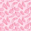 Hand drawn vector seamless pattern - rose petals. Royalty Free Stock Photo