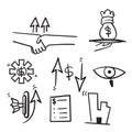hand drawn Vector set of linear icons related to finance management  trade service and investment strategy in doodle Royalty Free Stock Photo