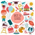 Hand drawn Vector set of school supplies.