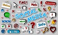 Hand drawn vector set of social media stickers elements Royalty Free Stock Photo