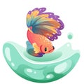 Hand drawn vector sketch betta fish colorful fancy fantail fish. aquarium fish. Illustration