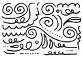 Hand drawn vector sketchy Doodle cartoon set of curls and swirls decorative elements for concept design Royalty Free Stock Photo