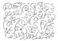 Hand drawn vector sketchy Doodle cartoon set of curls and swirls decorative elements for concept design Royalty Free Stock Photo