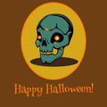 Hand drawn vector skull halloween card