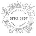 Hand drawn vector spice shop emblem Royalty Free Stock Photo