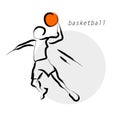 Hand drawn vector sport athlete silhouette isolated. Royalty Free Stock Photo