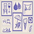 Hand-drawn vector stamp illustrations feature elements reminiscent of Italian Royalty Free Stock Photo
