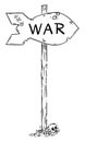 Vector Hand Drawn Traffic Arrows Sign in Shape of Nuclear Atomic Bomb. Nuclear War Concept