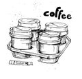 Hand drawn vector vintage illustration - Coffee to go Royalty Free Stock Photo