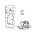 Hand drawn vector water ice glass water Royalty Free Stock Photo