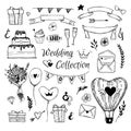 Hand Drawn vector Wedding collection. Perfect for invitations