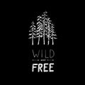 Hand drawn vector wild forest illustration Royalty Free Stock Photo