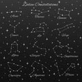 Hand drawn vector zodiac constellations set of 12 signs Royalty Free Stock Photo
