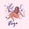 Hand drawn vector zodiac sign. Virgo Royalty Free Stock Photo