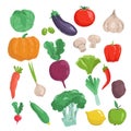 Hand drawn vegetable set, cartoon style vector illustration isolated on white background. Fresh, organic, delicious vegetables, Royalty Free Stock Photo