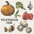 Hand drawn vegetables Royalty Free Stock Photo