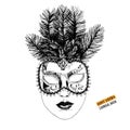 Hand drawn Venetian carnival face mask Royalty Free Stock Photo