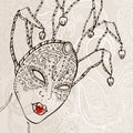 Hand Drawn Venetian carnival mask.