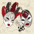 Hand Drawn Venetian carnival masks.