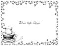 Hand Drawn of Vietnam Coffee Dripper with Coffee Beans