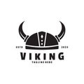 Hand Drawn Viking Head Helmet Logo Template Royalty Free Stock Photo