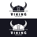 Hand Drawn Viking Head Helmet Logo Template Royalty Free Stock Photo