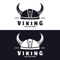 Hand Drawn Viking Head Helmet Logo Template Royalty Free Stock Photo