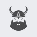 Hand Drawn Viking Head Helmet Logo Template Royalty Free Stock Photo