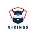 Hand Drawn Viking Head Helmet Logo Template Royalty Free Stock Photo