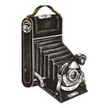 Hand drawn vintage analog film camera