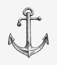 Hand drawn vintage anchor. Vector illustration