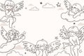 Hand drawn vintage angels background Royalty Free Stock Photo