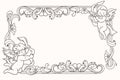 Hand drawn vintage angels frame Royalty Free Stock Photo