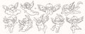 Hand drawn vintage angels icons set Royalty Free Stock Photo