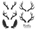 Hand drawn vintage antlers. Rustic decorative vector design