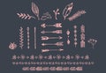 Hand drawn vintage arrows, feathers, dividers and floral elements Royalty Free Stock Photo