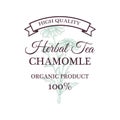 Hand drawn vintage chamomile logo isolated on white. Vector illustration in sketch style