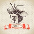 Hand drawn vintage Chinese noodles background