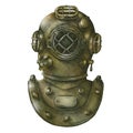 Hand drawn vintage diving helmet