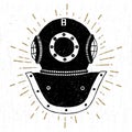 Hand drawn vintage diving helmet vector illustration