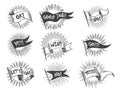 Hand Drawn Vintage Flag Banner Set Royalty Free Stock Photo