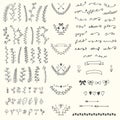 Hand Drawn vintage floral elements. Handsketched vector design e