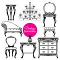 Hand Drawn Vintage Furniture Style Set