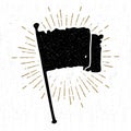 Hand drawn vintage icon with a textured flag vector illustration