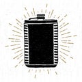 Hand drawn vintage icon with a textured flask vector illustration