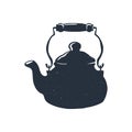 Hand-drawn vintage kettle. Sketch style. Vector illustration. T-shirt print. Poster. on white background. Black