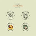 Hand drawn vintage logo fruit vector Royalty Free Stock Photo