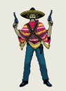 Hand drawn Vintage Mexican Bandit