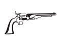 Hand drawn vintage revolver. Wild west gun vector illustration. Black isolated on white background Royalty Free Stock Photo
