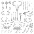 Hand drawn vintage rustic tribal collection Royalty Free Stock Photo